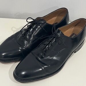 Johnson & Murphy Black Leather Melton Cap Toe Lace Up Mens Dress Shoe Size 12 D